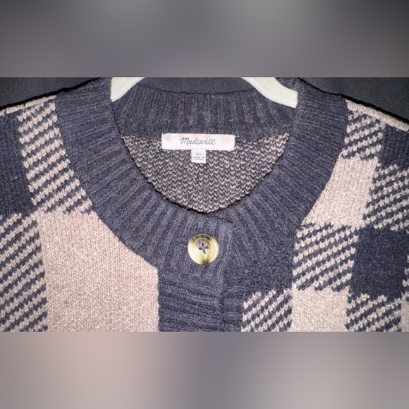 Madewell Plaid-Mix Colburne Cardigan Sweater in Coziest Yarn 
Heather Shadow XS - Picture 7 of 13
